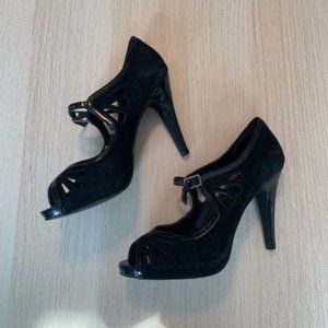 ALDO Black Suede Peep-toe
